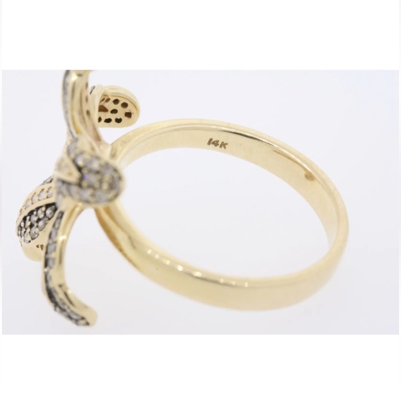 Statement BH Effy Flower Diamond Ring Brown & White 14k Yellow Gold 3D size 7.25 - Picture 4 of 10